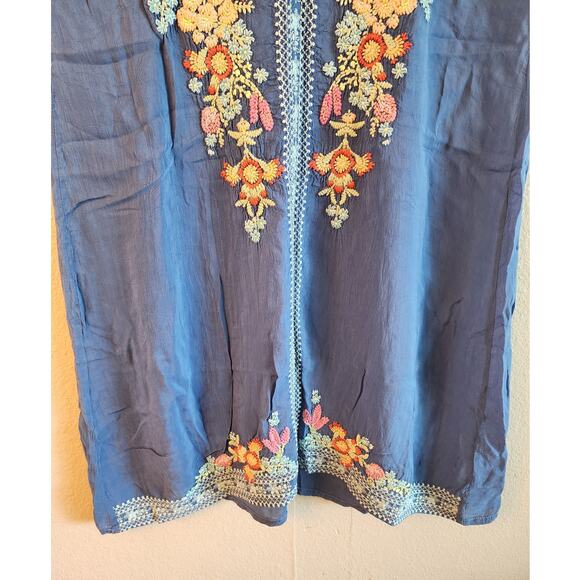Johnny Was Women's Blue Embroidered Shift Dress SZ Small - Picture 4 of 8
